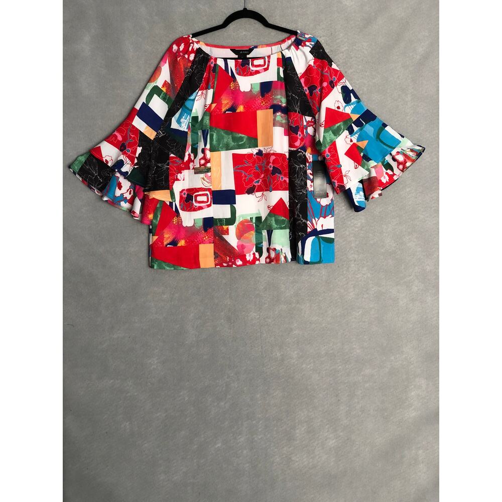 Ali Miles Abstract Print Top Women's XL 3/4 Sleeves Pull-On NEW